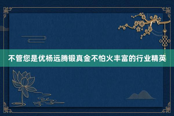 不管您是优杨远腾锻真金不怕火丰富的行业精英